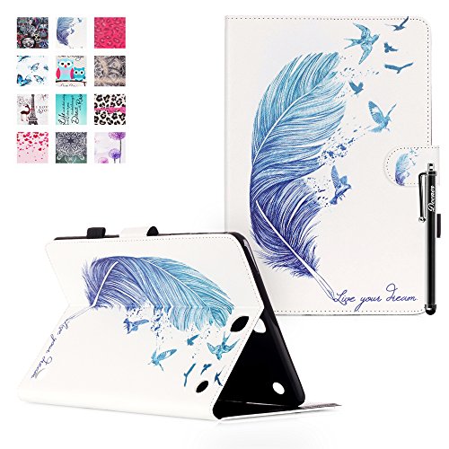 Samsung Galaxy Tab A 9.7 SM-T550 Hülle, DEENOR Colorful Painting and Stylish Drawing Wallet Case Book Style PU Leder Flip Protective Stand Schutzhülle Hülle für Samsung Galaxy Tab A 9.7 SM-T550. (Feather)