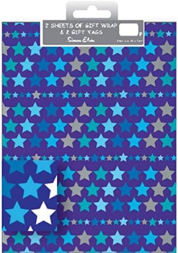 2 Double Packs Gift Wrap Designer Male 3 Pattern &amp; Tags - Total of 4 sheets of quality wrapping paper and 4 tags