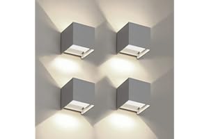 FUPE 4 Pezzi Applique da Parete Esterno/Interno LED Cubo Lampada da Parete Moderne Grigio 12W 4000K Luce Naturale IP65 Impermeabile Applique Esterni Muro Quadrata Angolo del Fascio Regolabile