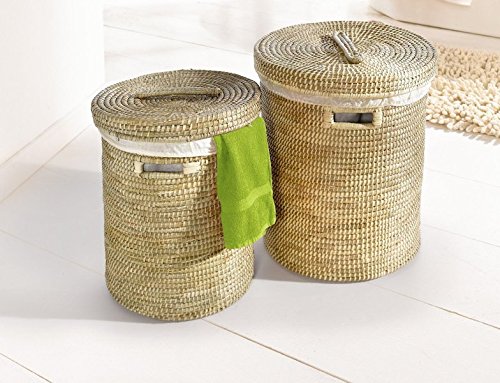 Wäschekorb mit Deckel aus Seegras Ø 45 x 55 cm