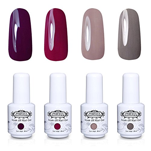Perfect Summer Brand 4PCS Gel Nail Polish Kits Soak Off UV LED Colour Shiny Varnish Manicure Nail Salon Set 8ml #32