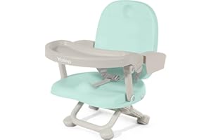 YOLEO Rehausseur de chaise pour enfant, chaise haute portable pour bébé, seulement 2 kg, siège booster avec ceinture de sécurité et plateau amovible, convient aux enfants de 6 à 36 mois