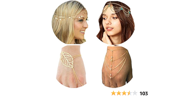 ppx 4 stuck schmuck set bohmischen stil kreis pailletten kette schmuck stirn haarband verschluss dekorationen und haarband quasten perle und kristall armband slave finger ring hand harness mit box amazon de schmuck