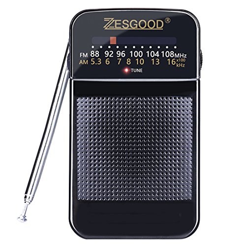 Price comparison product image ZesGood Portable Radio AM FM Battery Operated Pocket Radio Easy Tuning Power Saving