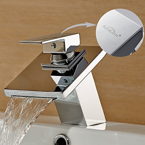 Chrom Waschtischarmatur Wasserfall Waschbecken Armatur Wasserhahn Spültischarmatur Kupfer Mischbatterie Waschbeckenarmatur für Bad und Küche