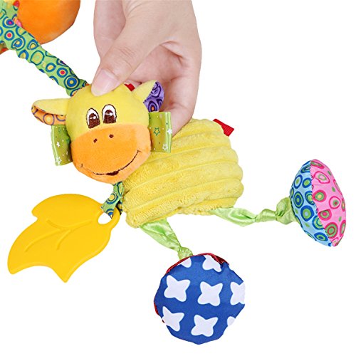Lalang Infant Beißring Spielzeug, Farbige Kitz Baby Plüschtiere, Kleinkindspielzeug,Beschwichtigen Schlaf Spielzeug, Kleinkindspielzeug Kinderwagen, der Spielzeugauto-Drehmaschine hängenden Baby Rasseln - 4