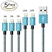 Price comparison product image iPhone Charger Cable 5Pack [3/3/3/10/10FT] Fast Sync Lightning Cable Charger USB Cable Nylon Braided Cord for iPhone 8/X 7/7 Plus/6/6s/6 Plus/6s Plus,5c/5s/5/SE,iPad Pro/Air/mini,iPod and more (Blue)
