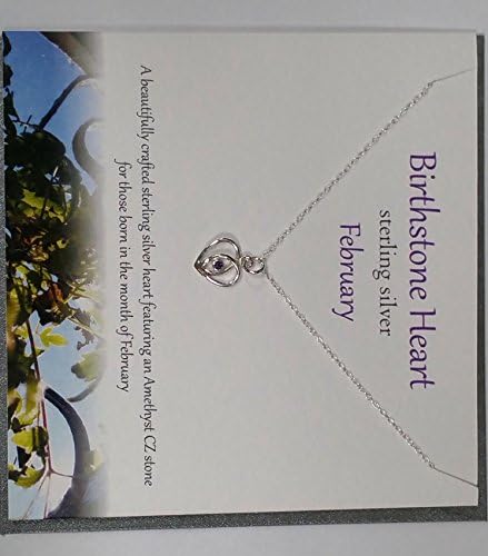 Silver Studio - February Birthstone Heart Necklace and Card
