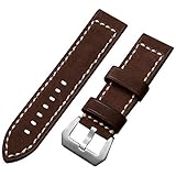 20mm Uhrenarmband Mens Womens Ersatz 20mm Echtleder Uhrenarmband Dunkelbraun mit Edelstahl Dornschließe