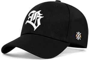 MIGTEC Gorra Beisbol Ajustable y Bordada con Letra B Gótica, de Tela Vaquera. para Hombres y Mujeres. 56-59cm. Color Negro.