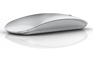 Uiosmuph Ratón Inalámbrico Bluetooth, Silencioso Wireless Mouse, 3 Modos (Bluetooth 5.1/5.1+2.4G) Ratón Ergonómico para Portátil, MacBook, PC, Windows, Android, iPad (Plata)