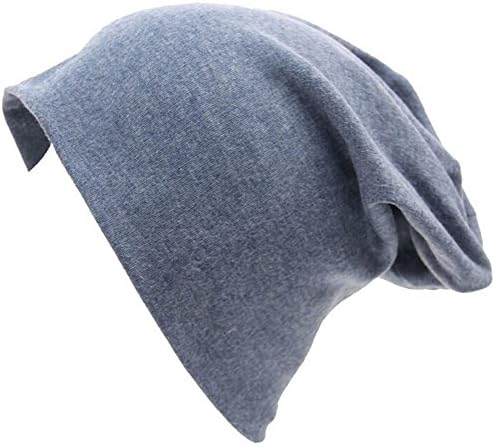 Stofirst Autumn Winter Women Men Plain Fashion Cotton Soft Warm Skull Hat Ski Cap Boys Girls Unisex Hiphop Long Baggy Slouch Beanie(Blue)
