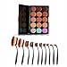 Neverland 10 Pcs Tooth Brush Shape Oval Makeup Brushes Foundation Contour Powder Eyebrow Blush Eyeshadow Brush Set + 15 Colors Concealer