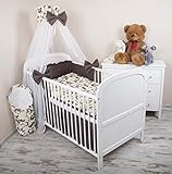Baby Bettwäsche 5tlg Bettset mit Nestchen Kinderbettwäsche Himmel 100x135cm Retro braun Chiffonhimmel