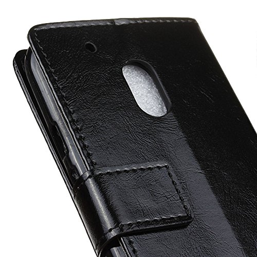 Motorola Moto G4 Play 5″ Hülle,QUENJOY® Stand Brieftasche Flip Case Schutzhülle Crazy Horse Leder Etui Ultra Slim zu Schützen für Lenovo/Motorola Moto G4 Play SM4386AE7L1,SM4386AD1L1 Smart Phone,Schwarz 01 - 6