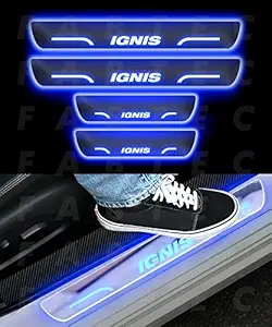 Fabtec Car Door Foot Step LED Sill Plate Compatible Door Sill Plate for Maruti Suzuki Ignis (Set of 4PCS (Blue)