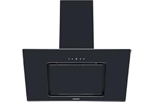 Cookology VER805BK/A++ 80cm Black Angled Glass Chimney Cooker Hood | Touch Controls