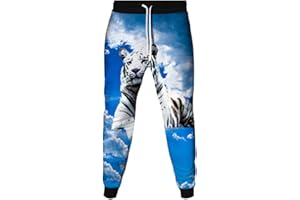 Surwin Casual Unisex Jogginghose mit Kordelzug Herren Sweathose Taschen Training Jogginghose Street Hip Hop Sporthose Jog Pants 3D Tiger Kreativität