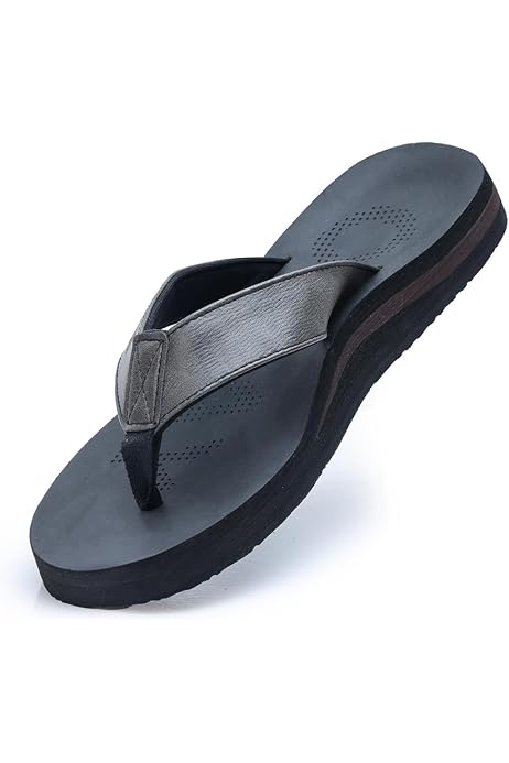 Tongs Homme En Cuir Microfibre - Sandales Plage Confortables Avec Support Voûte Plantaire - KM215