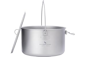 iBasingo Set di pentole da Campeggio Set di pentole da Esterno Kit Pasticcio da Cucina Ciotola in Titanio Padella con Manico Pieghevole Stoviglie da Viaggio da Picnic