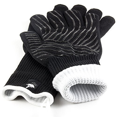 Ofenhandschuhe hitzebeständig und feuerfest bis zu 500 °C im 2er Set – 36cm extra lang für den sicheren Einsatz als Grillhandschuhe & Topfhandschuhe zum Kochen, Grillen oder Backen – schwarz - 7