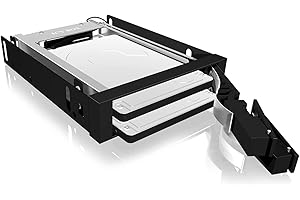 ICY BOX Dual HDD & SSD wymienna ramka, 2 x 2,5 cala w 1 x 3,5 cala z drzwiami przednimi, SATA, metal, czarny