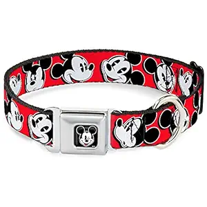 Buckle-Down DC-WDY098-WL DYBP Mickey Mouse Winking Full Color Black Dog Collar, WIDE-Large/18-32