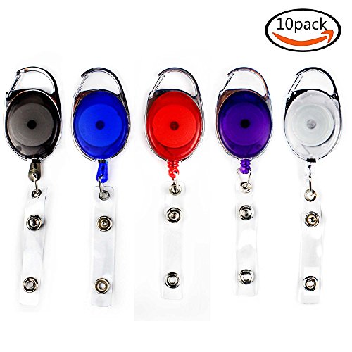 Whonline 10 Piezas Mosquet  n Badge Holder Carretes de Insignia  Clip en Retr  ctil ID Tarjeta de Identificaci  n Llavero  Clips Transl  cidos Con Cable de Vinilo