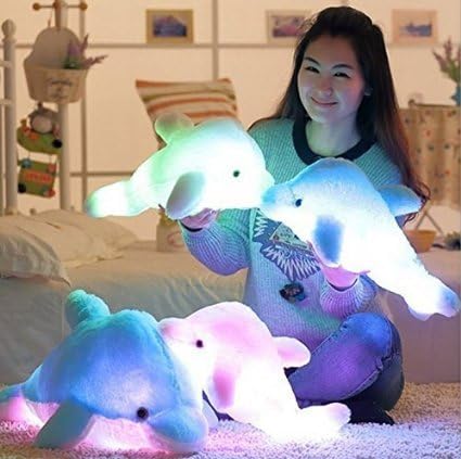 Supper Cute Design Little Stuffed Toys - Sparkling Dolphin Plush Toy with LED Light 18 Inch (Pink )