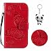Produktbild Huawei Honor 7S / Y5 Prime 2018 Hülle Rot 3D Schmetterling PU Leder Magnetverschluss Ständer Flip Brieftasche Schutzhülle Handyhülle Mit Kartenfach Für Huawei Honor 7S / Y5 Prime 2018 Mit einem Geschenk
