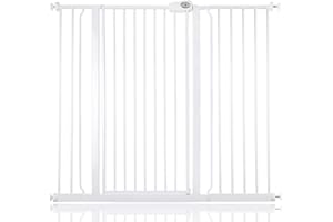 Bettacare Extra hohes Druckmontierte Premium Haustiergitter, 121.3cm - 128.9cm, Weiß, Druckmontierte Treppengitter für Hunde, Sicherheitsbarriere für Welpen, einfache Montage