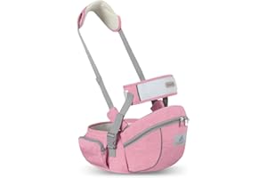 SONARIN Multifonctionnel Porte-bébé Siège de Hanche,Ergonomique Porte bébé Ventral Tabouret de Taille avec Ceinture de Sécurité & Bandoulière pour Nouveau-né Tout-Petit 0-24 Mois(Rose)