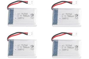 YUNIQUE GREEN-CLEAN-POWER - Set 4 Batterie LiPo 3.7V 500mAh Ricaricabili | Compatibili con Rc Droni Syma X5, Cheerson CX-30W, Skytech M68, Wltoys F949 | Dimensioni 45x25x9mm, Argento