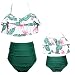 Produktbild Swallowuk Familie Passende Bademode Retro Hohe Taille Bikini Sets Sommer Strand Neckholder Bademode Mutter und Mädchen Badebekleidung (128, Grün)