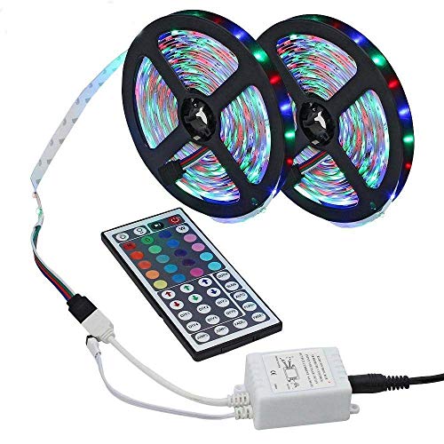 CWeep Dimmable LED Strip Lights, 10M / 32.8 Ft 3528 SMD RGB Flexible LED Light Strip 600 LEDs 44 Key IR Remote Controller Home Party Decorative Flexible (10m)