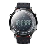 Diggro DI04 reloj inteligente IP68 impermeable Smartwatch 5ATM pedómetro mensaje recordatorio 8 meses de tiempo de espera larga al aire libre para Android IOS (negro+rojo, negro)