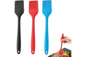 Azlanway Pinceaux de Cuisine en Silicone 20.7 cm - Lot de 3 - Résistants à la Chaleur, Sans BPA, Monobloc, Lavables au Lave-Vaisselle - Pour Pâtisserie, Barbecue, Viande, Pain, Beurre
