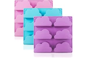 FineGood Stampi per sapone da 3 pezzi per la produzione di sapone, stampo per sapone in silicone a forma di nuvola, stampo per torte, vassoio per muffin
