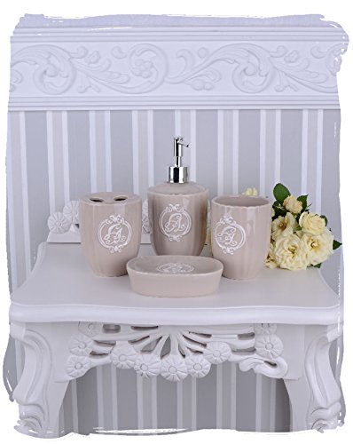BADEZIMMER SET BAD GARNITUR VINTAGE PORZELLAN SEIFENSPENDER BECHER PALAZZO exklusiv - 3