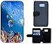 Price comparison product image Protective Flip Case Cover Case for, Fabric, 1141 Fisch Fische Koralle Meer Blau Bunt, Samsung Galaxy S7 G930F
