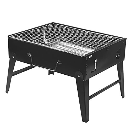 iRegro BBQ Standgrill, Edelstahl Grill, Kohlegrill Holzkohlegrill, Reisegrill Minigrill Tischgrill, Picknick Campinggrill, praktisch, tragbar, inkl. Rost und Kohleschale für Party,...
