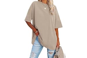 Ebifin Dam oversize t-shirt rund hals kortärmade toppar casual lös basic sommar t-shirts skjortor blus.