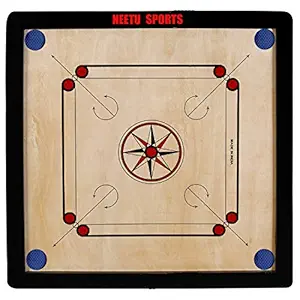 Neetu Sports Superior Matte Finish Club Carrom Board for Professionals Clubs with Coins Striker and Boric Powder, (26 Inch Medium) 4 MM Ply