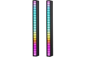 Kwak's Aktywowane dźwiękiem światło otoczenia RGB LED – 8 trybów synchronizacji muzyki, możliwość ładowania, idealne do samochodu i gier (2 sztuki) (czarne)