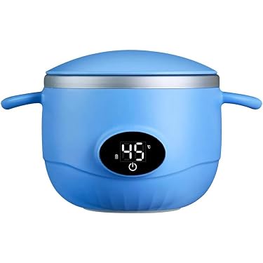 Bol de nourriture pour bébé en acier inoxydable avec couvercle, température constante automatique 45 ℃, chargement USB pour bébés, enfants, adolescents (bleu