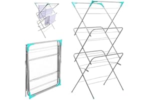 ELITEZOTEC 3 Tier Clothes Airer Laundry Dryer Concertina Indoor Outdoor Patio Horse Towel