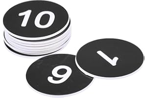 sourcing map Plastic Number Tag, 1-10 Digital Tags Sign Tag Acrylic Engraved Black with Self-Adhesive, Pack of 10