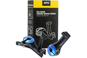 AFFO Heckhaken für Autositze mit Handyhalterung, Headrest Bracket Car Hook, 360° Drehbare Universal Autositz Kopfstützenhaken (Blau)