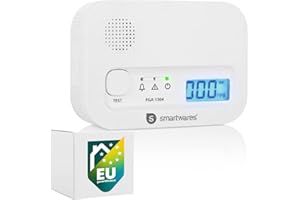 Smartwares Carbon monoxide detector - 10 years Sensor - 3 years Batteries - with Display and Test button - FGA-13041