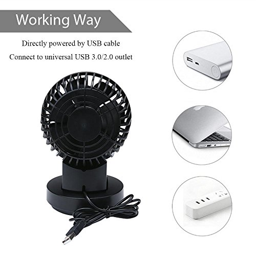 OXoqo Mini Tragbar USB Lüfter, OXOQO Personal Desk Desktop Tischfächer 2 Speed Modes Dual Blades Oszillierende Verstellbare Lüfter für Home Room Office Tisch - 6